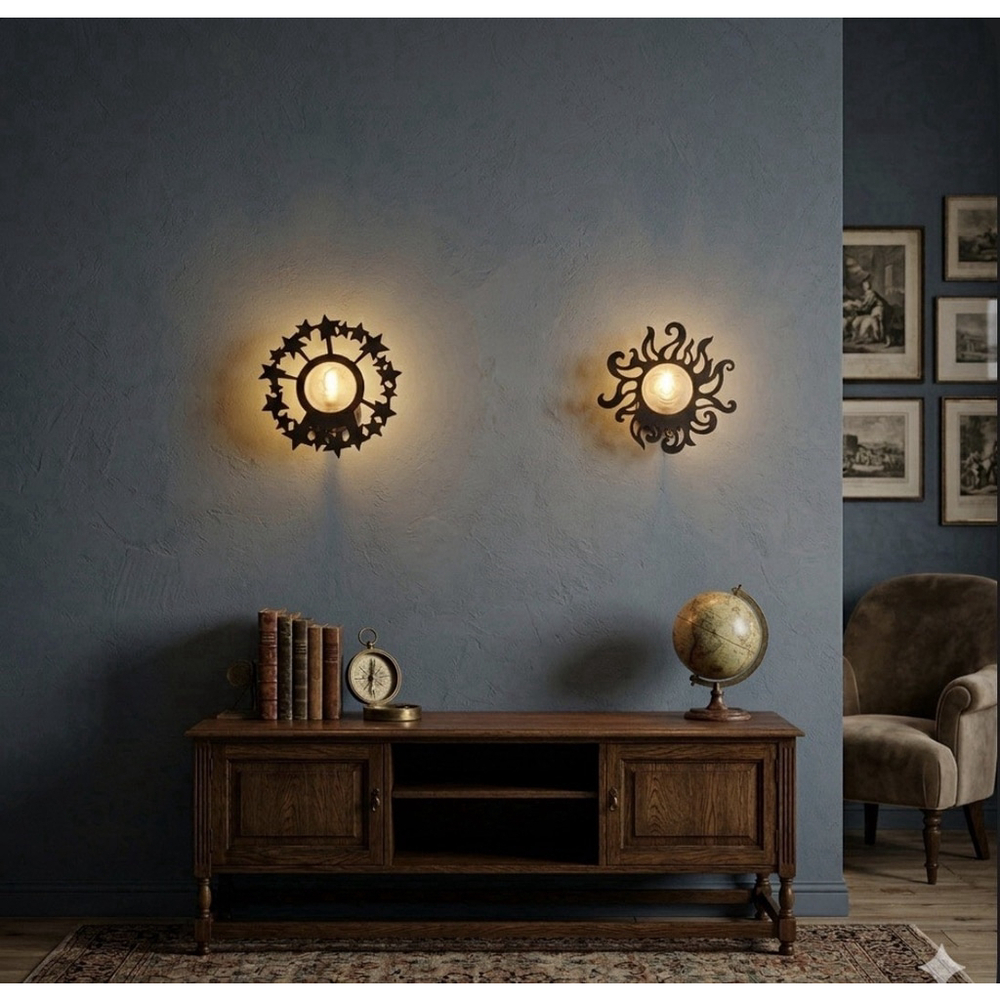 Vintage Whimsical Celestial Partylite Wall Sconces Sun & Moon Candle Holders